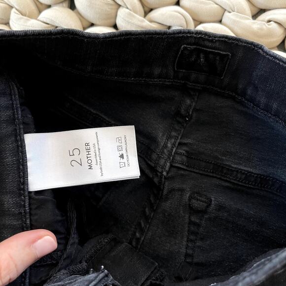 Mother Insider Crop Step Fray Jean in Guilty Racer Stripe Size 25 Black Bootcut - Picture 16 of 16